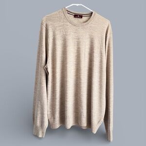 Bruno Magli MENS Tan Merino Wool Crewneck Sweater Fine Gauge Size XL